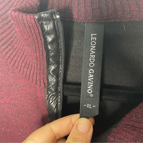 Leonardo Gavino Burgundy Black 1/4 Zip Sweater - XL - Picture 2 of 4